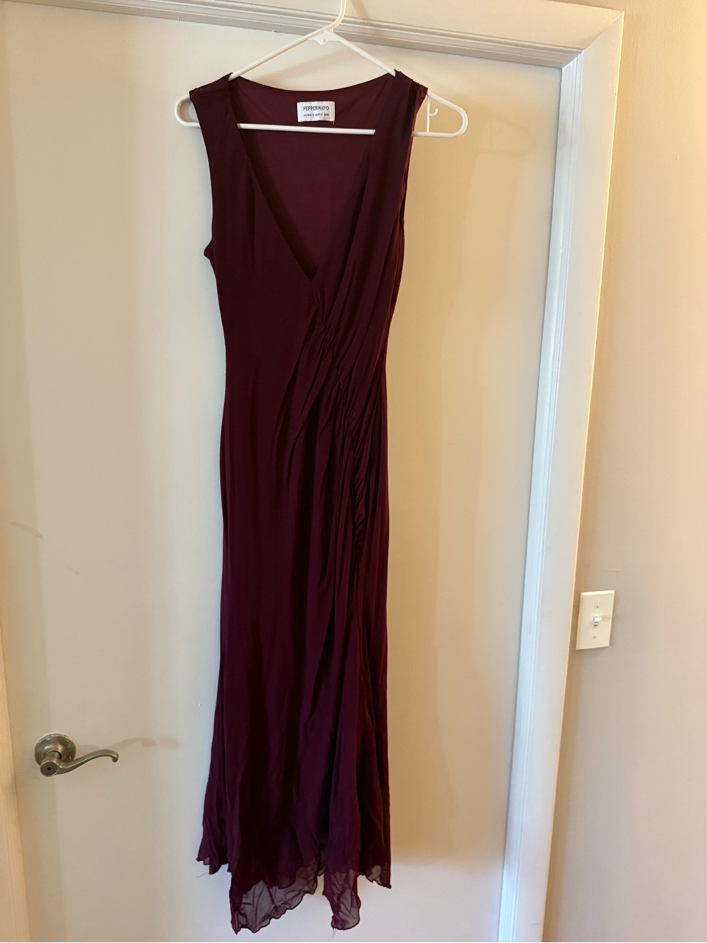 Peppermayo Sleeveless V-Neck Burgundy Maxi Dress by